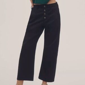 ANTHROPOLOGUIE The Arin Mid-Rise Button-Front Barrel Pants Size 29 black NWT